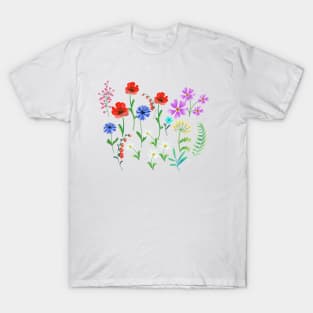 botanical bright flowers on the theme of ecology T-Shirt